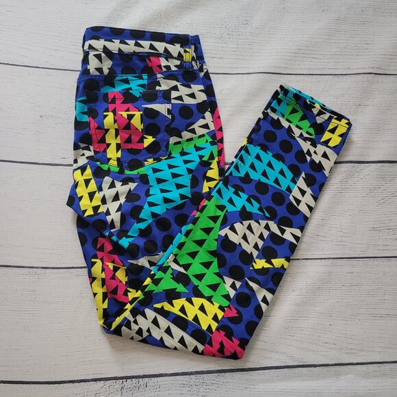 L'Amour Nanette Lepore Size 7	Junior's Multicolor Bright Legging Pants Geometric - Picture 2 of 7